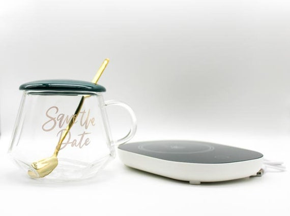 Ceramic Coffee Mug With USB Mug Warmer and Tea Spoon for Office