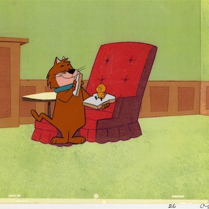 Original Production Cel of a cat and a bird from Hanna Barbera (1960s)