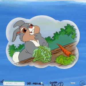 Original Production Background and Production Cel of Thumper from an Educational Short (1970s)