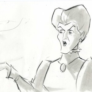 Original Storyboard Drawing of the Stepmother from  Cinderella III: A Twist in Time (2007)