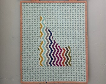 Idaho Quilted Wall Hanging | Wall art | Outline of Idaho | Chevron rainbow