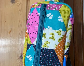 Handmade Quilted Crossbody Bag: Cotton-Linen Canvas Sling