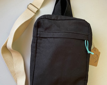 Black Canvas Sling Bag: Handmade Sandhill Crossbody Travel Bag