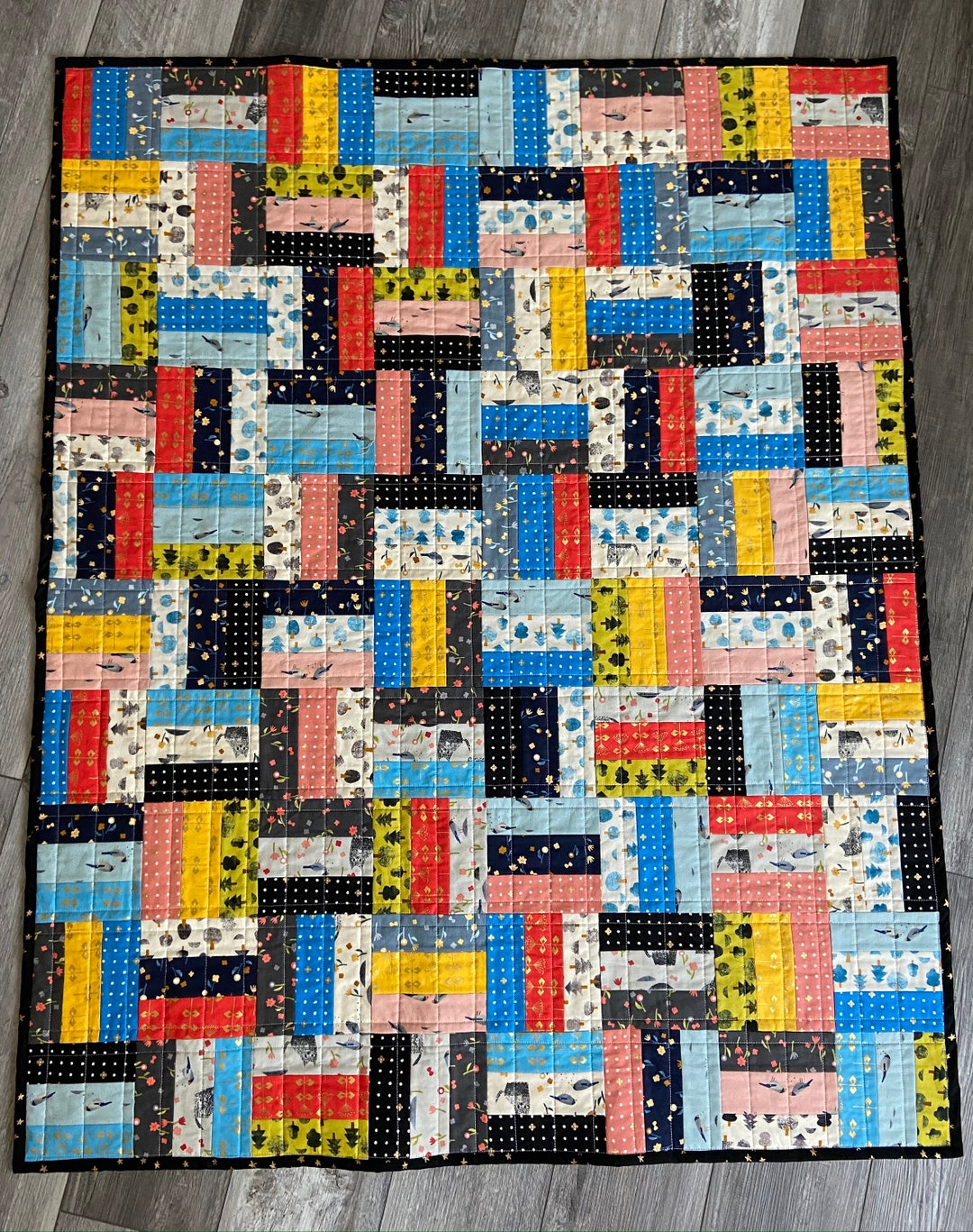 Colorful Rail Fence Quilt: Handmade Cotton Lap Quilt (43.5” X 54.5”) - Etsy
