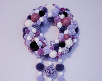 Door Wall Wreath, Pom Pom Home Decor, Handmade, Wall decoration