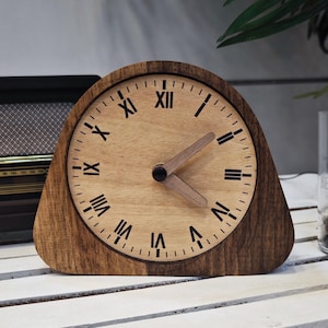 Walnut Table Clock, Office Gift Table Clock, New Job Gifts, Father's Day Gifts, Wooden Table Clock