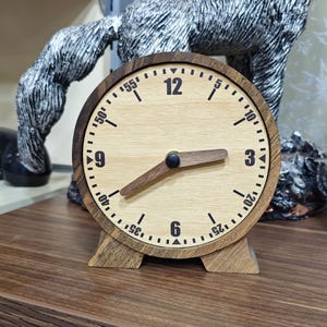Walnut Table Clock: Wooden Desk Clock, Office Decor