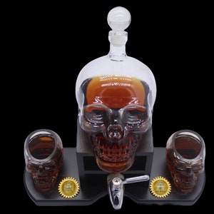 Alter Space Skull Liquor Decanter Set w/Deity veve (unattached but can be attached for an additional fee)