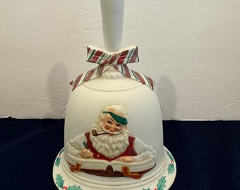 1982 Vintage Norman Rockwell Bell-- Checking His List Porcelain Santa