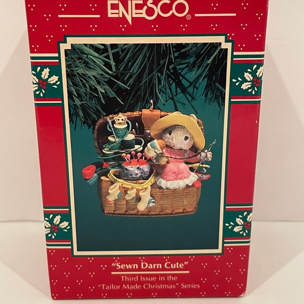 Enesco 90's Tailor Made Christmas Series Ornament: "Sewn Darn Cute" #176761
