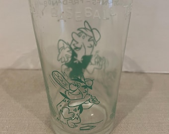 Vintage The Flintstones Barney Baseball Vintage Juice Glass 1964
