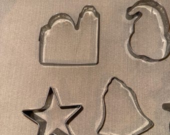 Lot of  12 vintage  Aluminum /Metal Cookie Cutters Various Shapes