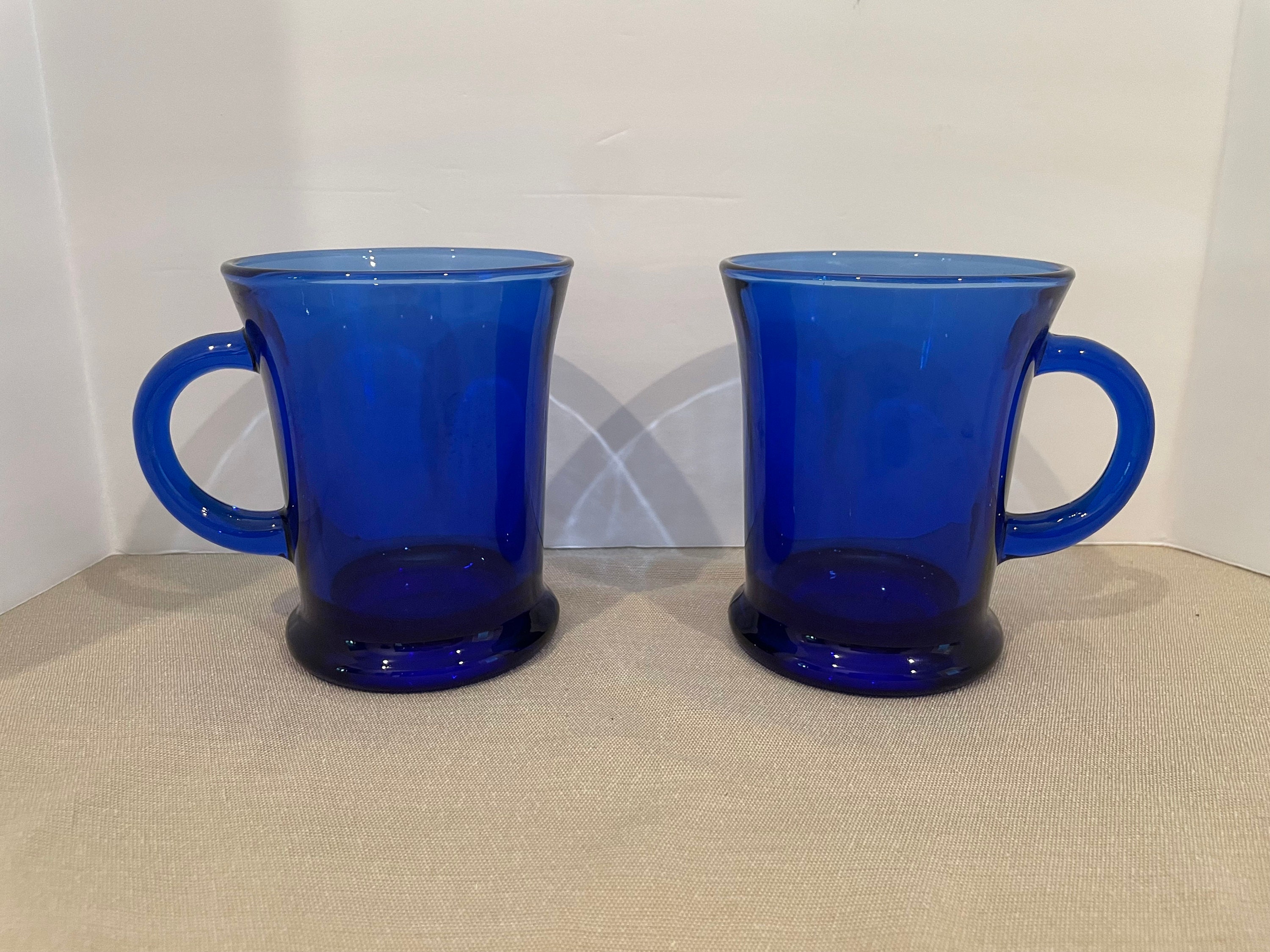 4.9 oz Geometric Flared 6pcs Glass Tea Cups with Handles