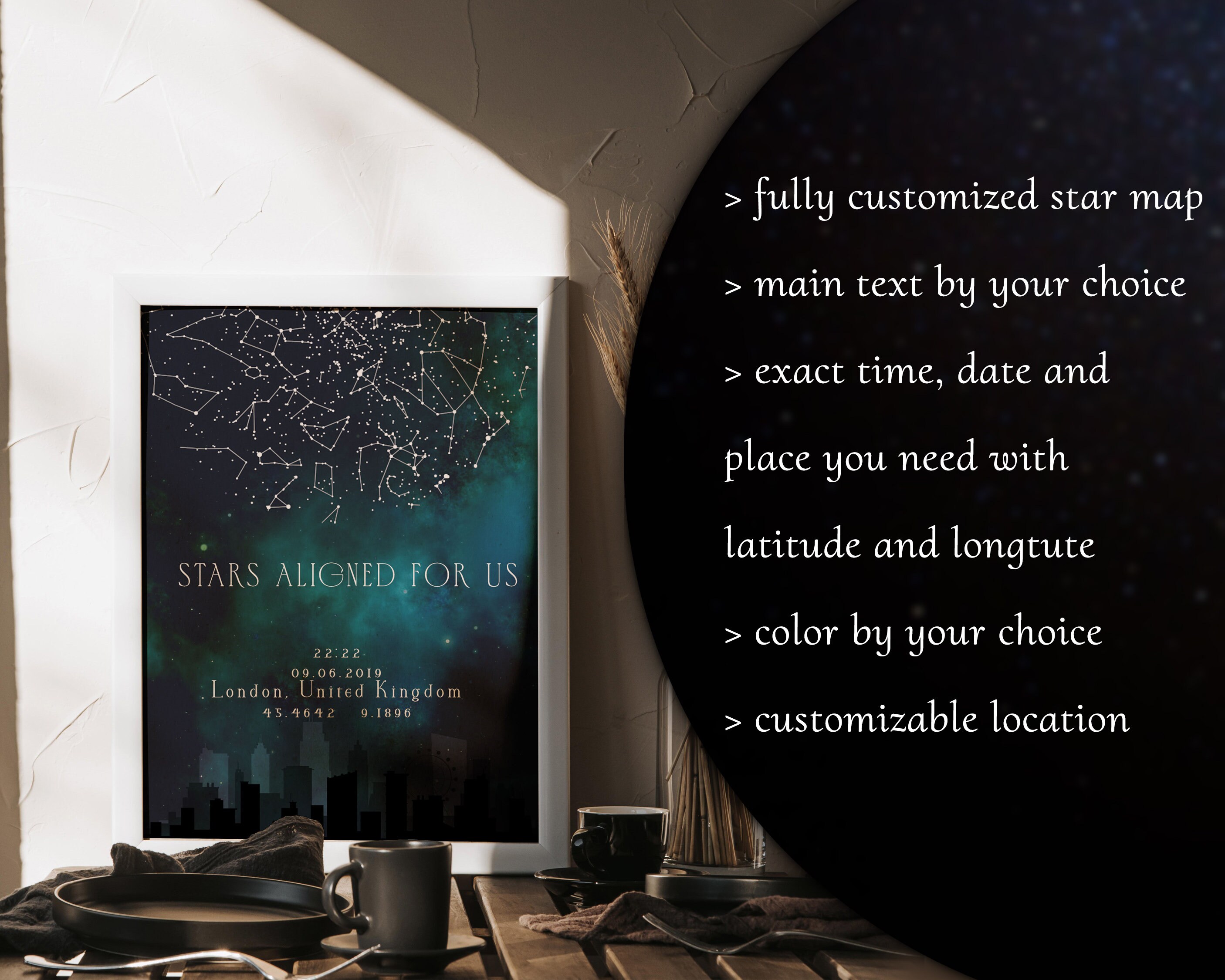 Night Sky Printable Star Map Custom Digital Star Map Etsy
