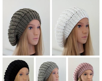 Oversized Knitted Beret , Slouchy Hat
