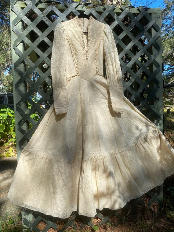 1970s Bohemian Gunne Sax inspired handmade wedding dr… - Gem