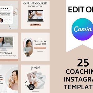 25 Coaching Instagram Templates: Editable Canva Posts