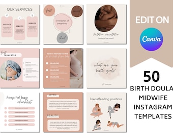 Doula Instagram Templates: Minimalist Social Media (Canva)