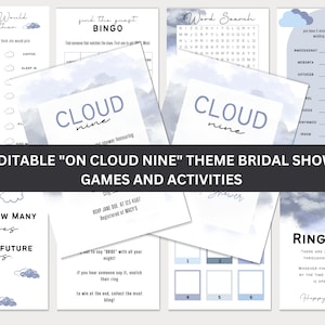 On Cloud Nine theme bridal shower games | Cloud themed bridal shower invitations | On Cloud Nine Bridal Shower Bundle