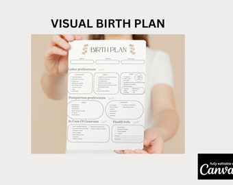 Visual Birth Plan Template: Pregnancy Planner (Canva Editable Digital Download)