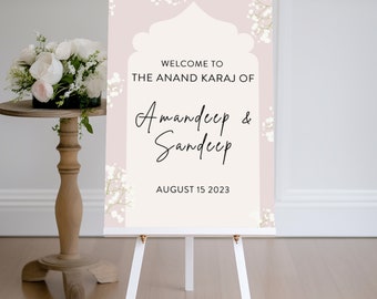 Anand Karaj welcome sign | Punjabi Sikh wedding welcome sign | Indian wedding | Punjabi Sikh Wedding Signs | Wedding welcome sign | Sikh