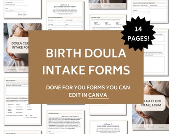 Doula Client Intake Forms: Customizable Doula Contract Template (Canva)