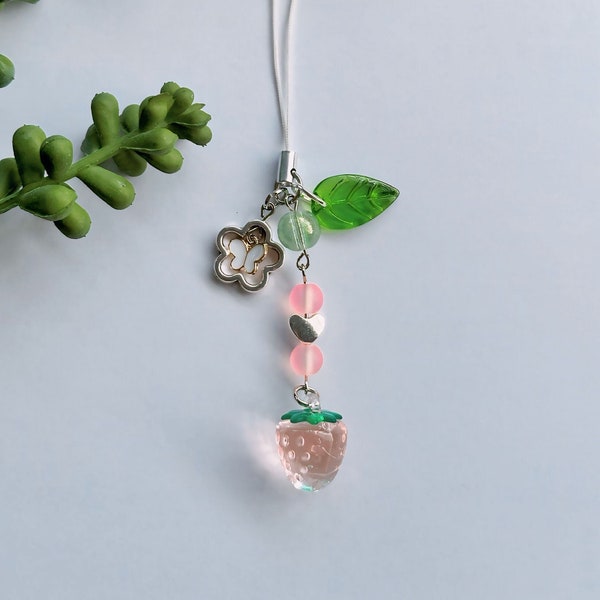 Strawberry Phone Charm | Dust Plug/ Auxiliary Charm | Bookmark