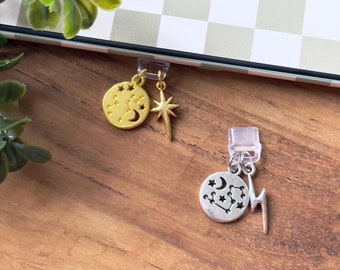 Zodiac Kindle Charm: Constellation Dust Plug, Bookish Phone Charm