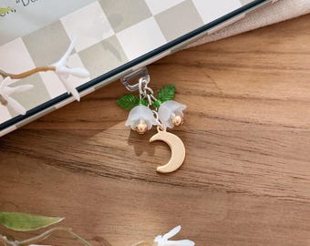 Kindle Charm: Floral Moon Dust Plug - Bookish Gift