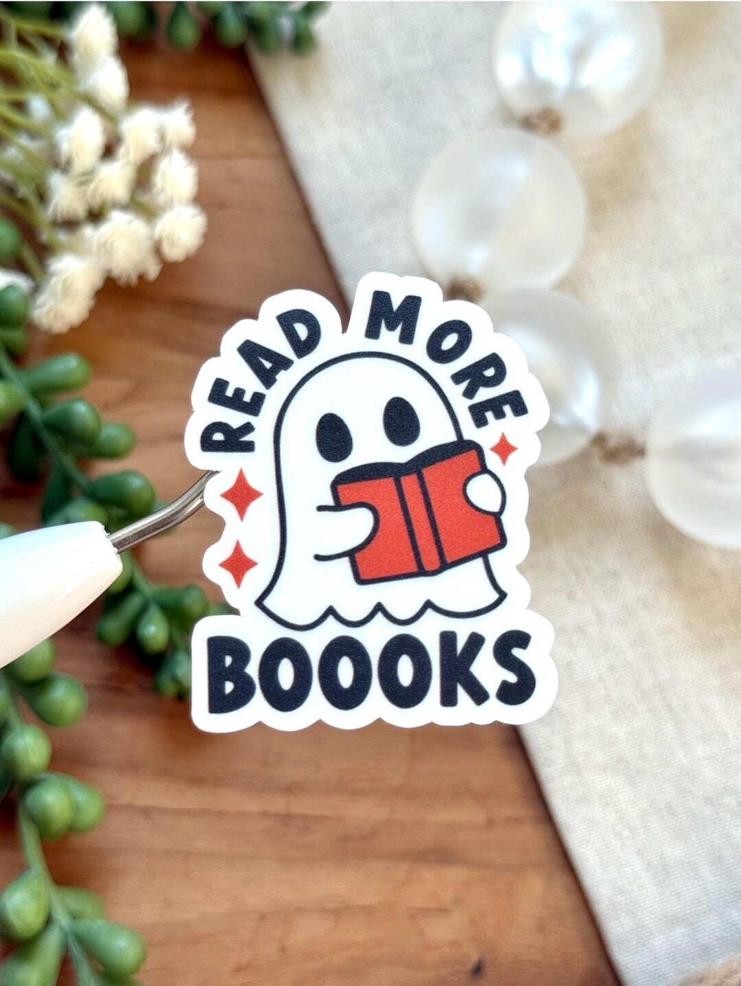 Bookish Ghost Sticker: Waterproof Matte Vinyl Decal for Laptop, Water ...