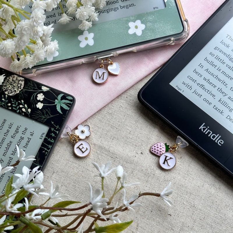 Initial & Accent Charm, USB-C/Type C, IPhone/Lightning Port, Switch, Samsung, iPad, Kindle