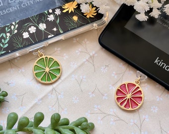 Kindle Charm: Citrus Slice Dust Plug - USB-C / Lightning
