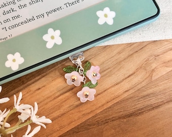 Floral Kindle Charm: Bookish Dust Plug - USB-C / Lightning