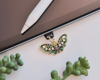 Floral Butterfly Phone Charm | USB-C/Type C | Lightning Port | Switch | Samsung | iPad | Kindle