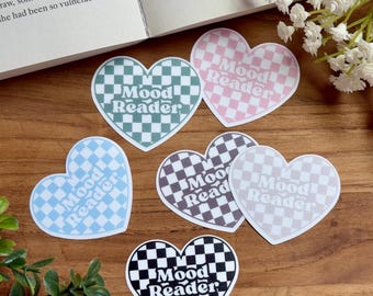 Mood Reader Sticker | Vinyl | Kindle | IPad | Laptop | Waterbottle | Bookish | Checkered | Heart | Romance | Kobo