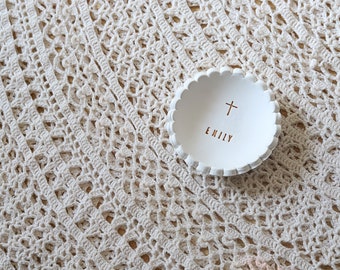 Cross Jewelry Dish, First Communion Favors, Ring Dish with Cross, First Holy Communion Favor, First communion  gift, Christening Favors