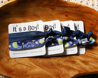 Gender reveal favor, It's a boy, custom party favors, gifts for her, hair accessories, custom hair ties, custom party gift, party guest gift