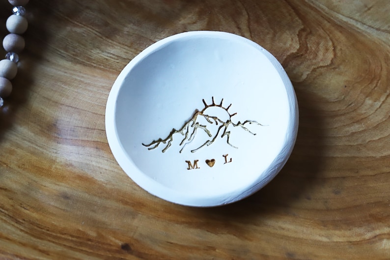 Personalized mountain jewelry dish, bridesmaid gift, wedding favor, proposal gift, jewelry bowl, gift for her, anniversary gift,wedding gift image 3