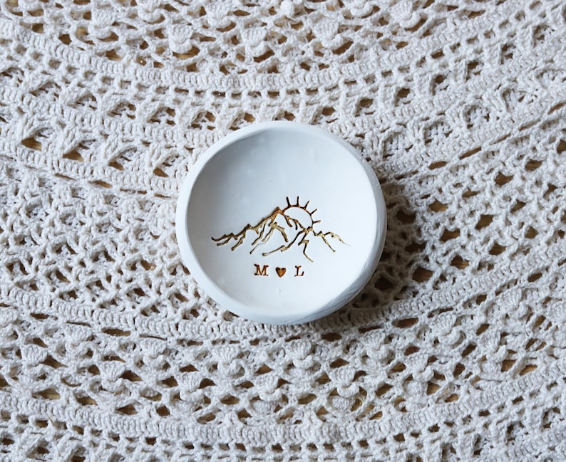 Personalized mountain jewelry dish, bridesmaid gift, wedding favor, proposal gift, jewelry bowl, gift for her, anniversary gift,wedding gift image 6