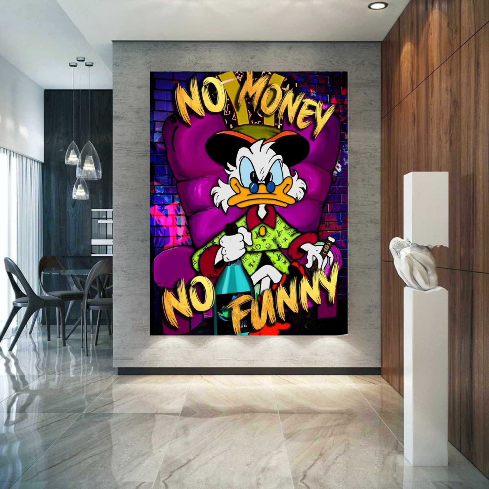Tableau Impression Sur Toile Dagobert Duck Pop Art - Magic Canvas Art 60x30cm Qualité Supérieure