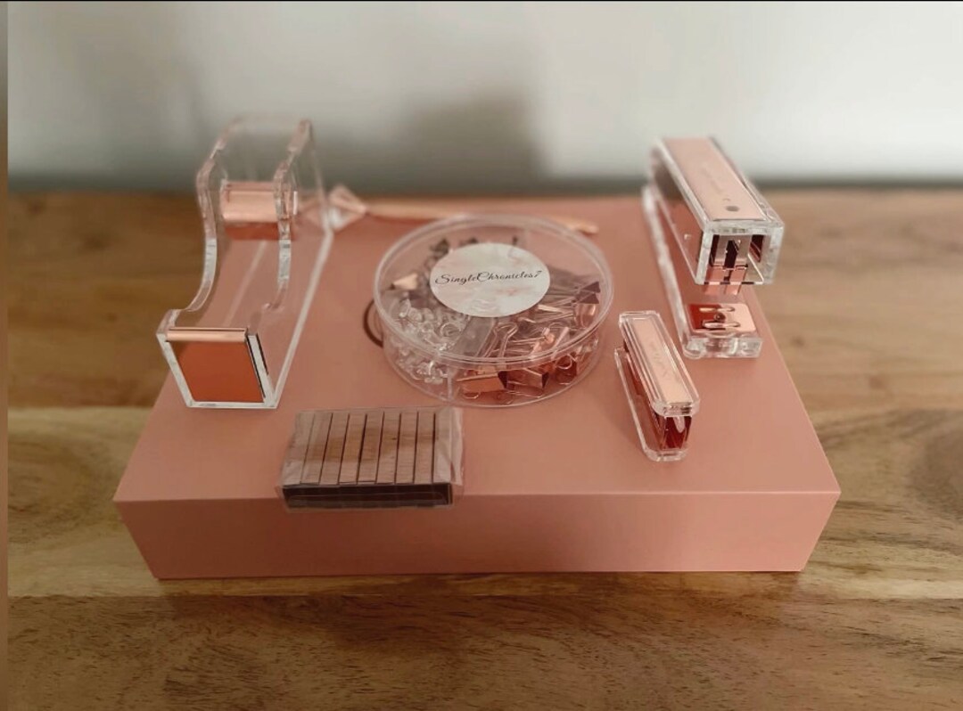 Cute Desk Organizer Set Rose Gold Accessories Pink Desktop Office Supplies  Sets for Woman Office - China Office Supply, Organizer Set