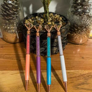3pc Set SPARKLE Diamond Top Black Ink Ballpoint Pens