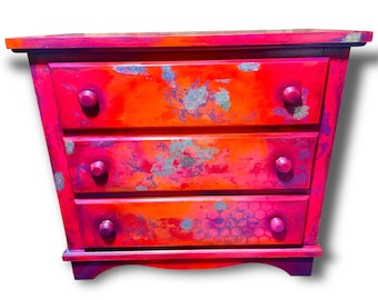 VENDIDO!!! Cómoda con luz de neón naranja y rosa