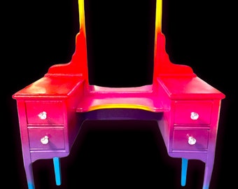 Tocador de arco iris de neón antiguo personalizado