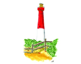 Barnegat Lighthouse Watercolor and Ink