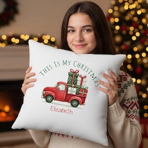 Personalized Christmas Throw Pillow, Family Xmas Gift, Holiday Decor