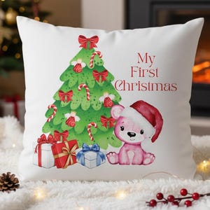 Personalised 1st Christmas Cushion/ Xmas decor / First Christmas Gift / Gift for Kids / Throw Pillow Xmas Decoration