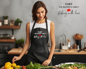 Delantal de cocina para mamá, horneado con amor. Regalo personalizado para el Día de la Madre. Delantal de chef.