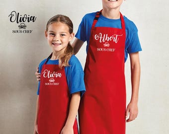 Gepersonaliseerde kinderschort met naam | Aangepaste kinderen koken |  Bakschort | Cadeau voor kleine koks