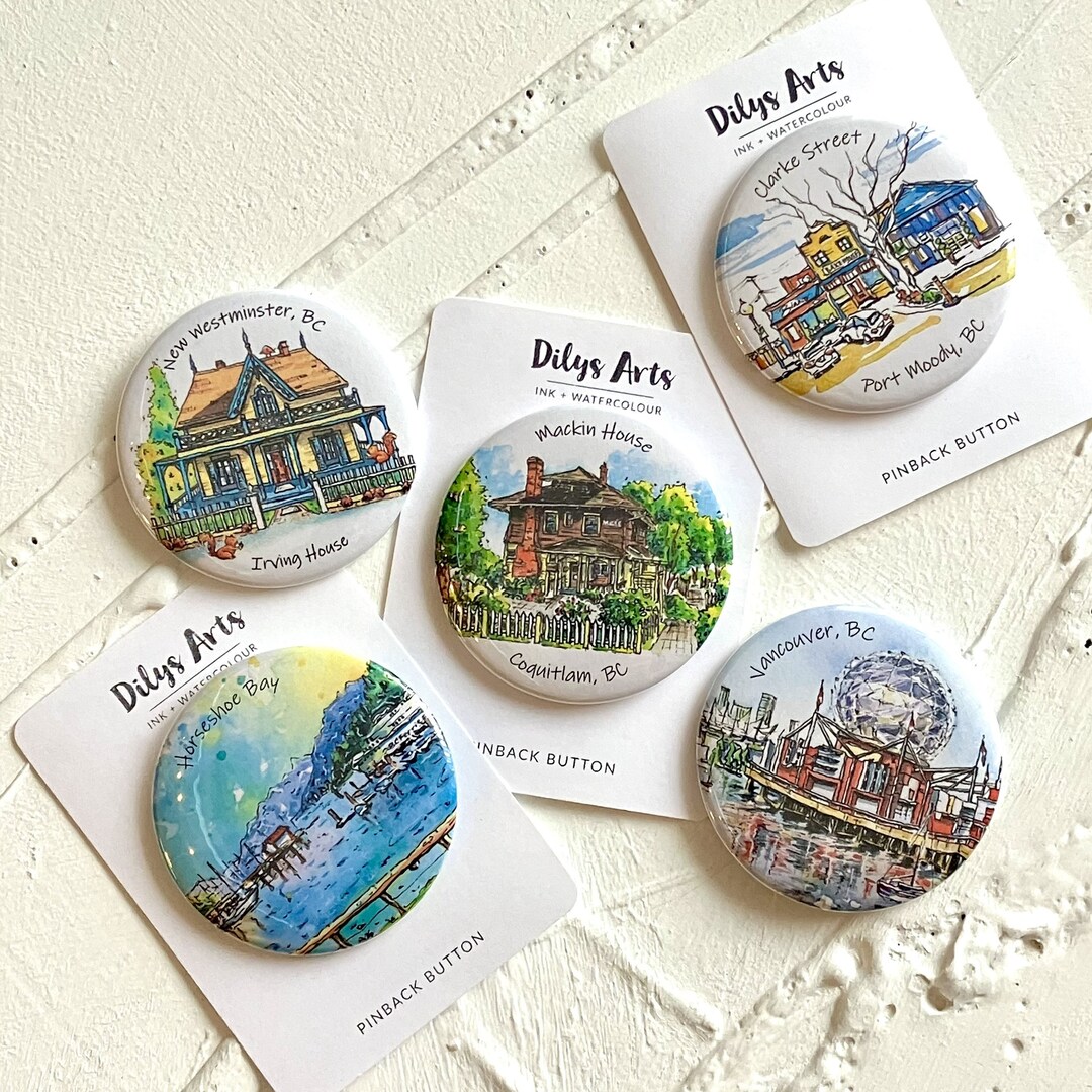 Urban Landscape and Building Sketches - Buttons & Magnets | 2.25